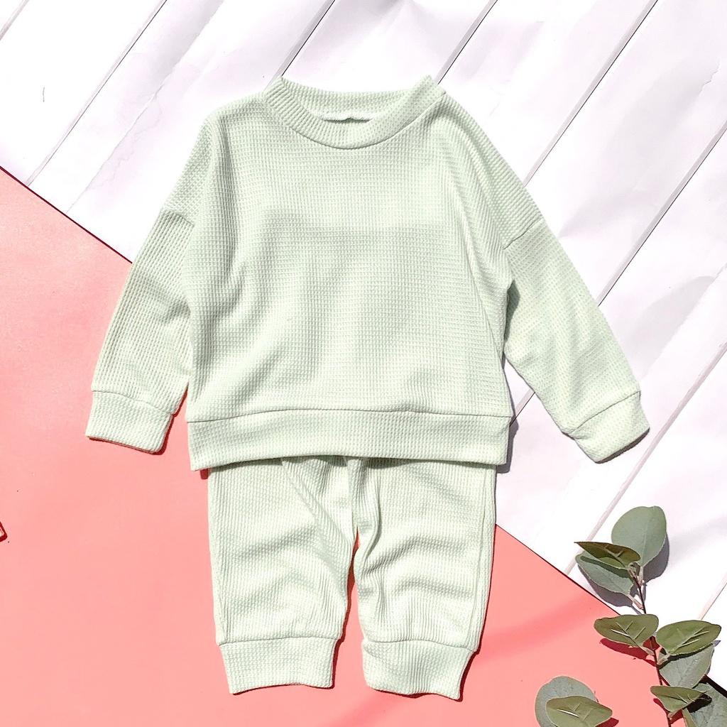 Bộ Dài Tay Thu cotton tổ ong trơn Cho Bé O.P Kids