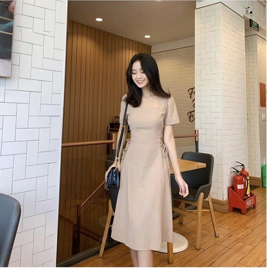 Đầm xòe công sở cổ U xinh xinh GD8197A