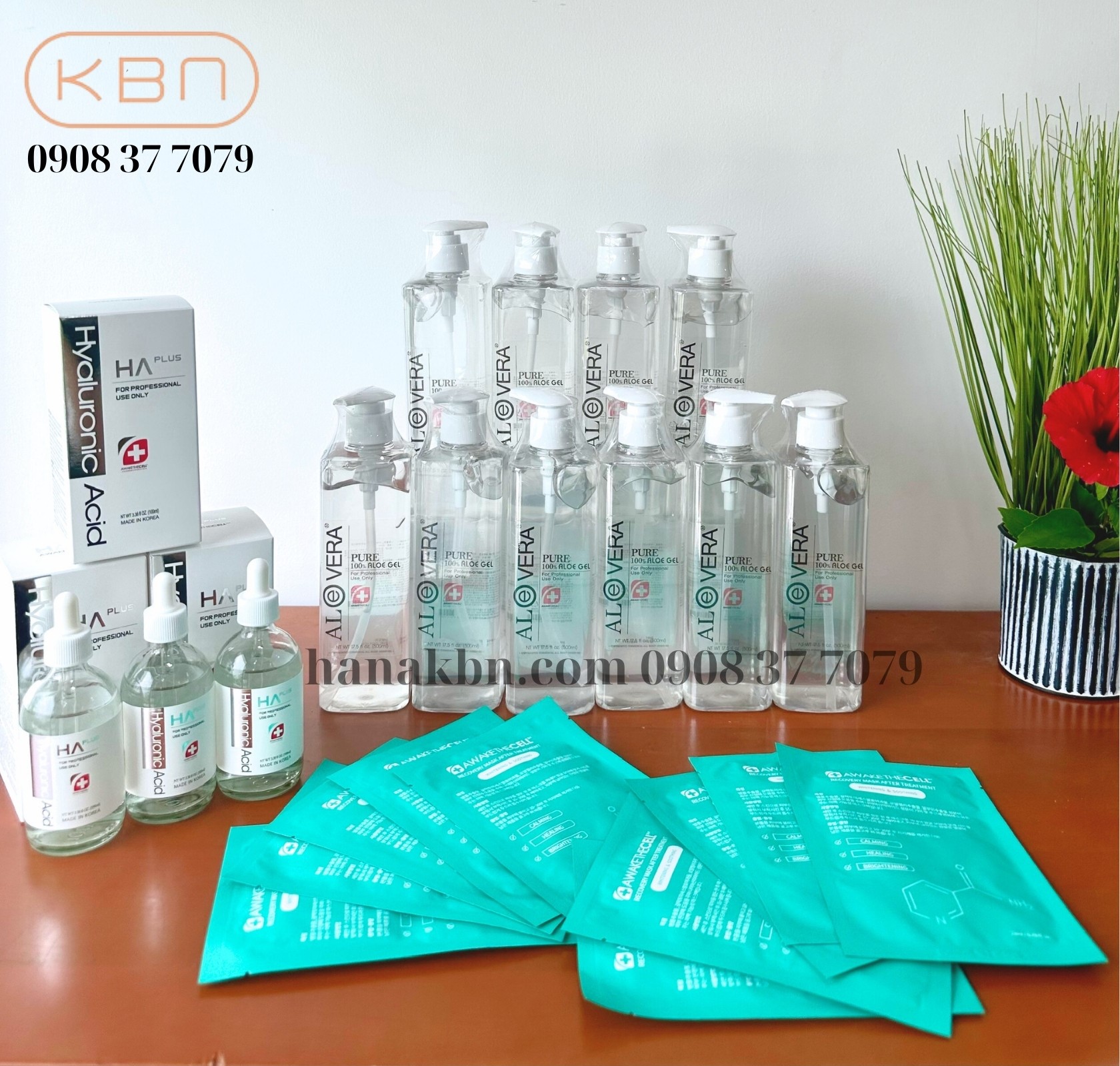 Combo 10 Chai Gel Nha Đam Aloe Vera Hàn Quốc - Làm Dịu Da Nhạy Cảm, Khô, Mụn + Tặng 3 Serum HA Plus 100ml + Tặng 10 Mặt Nạ Soothing