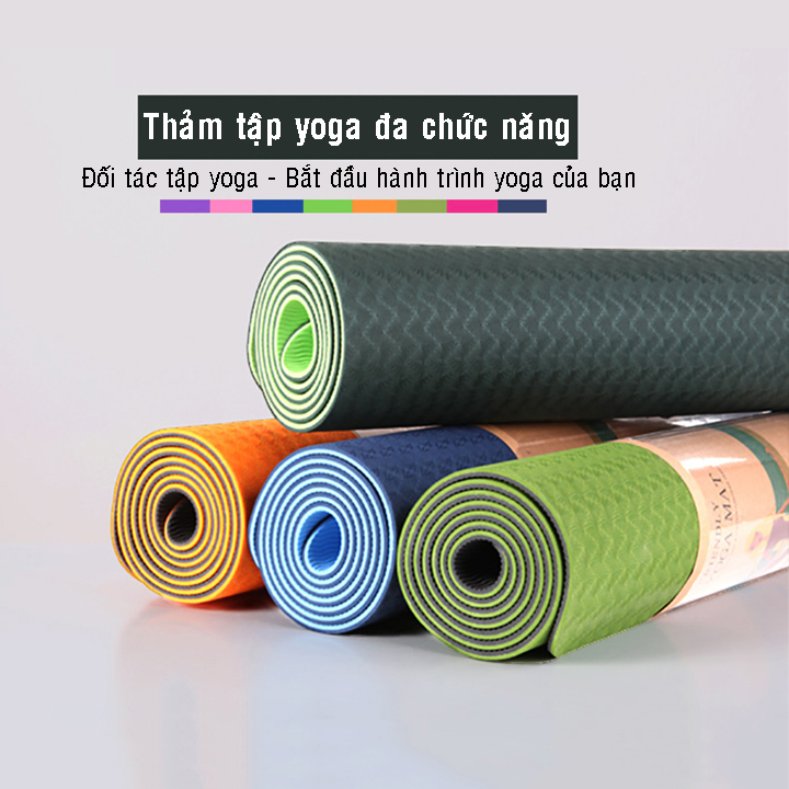 Thảm tập yoga 2 lớp 6mm tặng kèm túi  Rhino M901 cao su non TPE siêu bám, chống trượt, tập gym, thể dục tại nhà - Hàng chính hãng