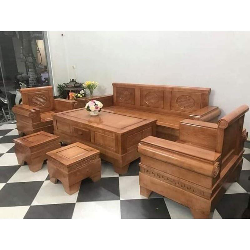 Bàn ghế phòng khách bằng gỗ sồi