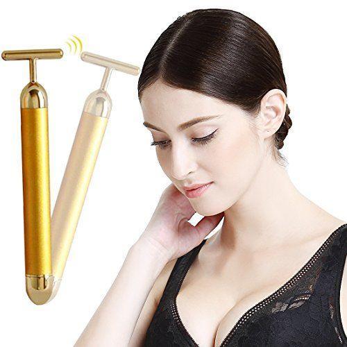 Cây lăn mát xa mặt nâng cơ xi mạ vàng 24K, máy massage mặt giúp giảm nếp nhăn B08