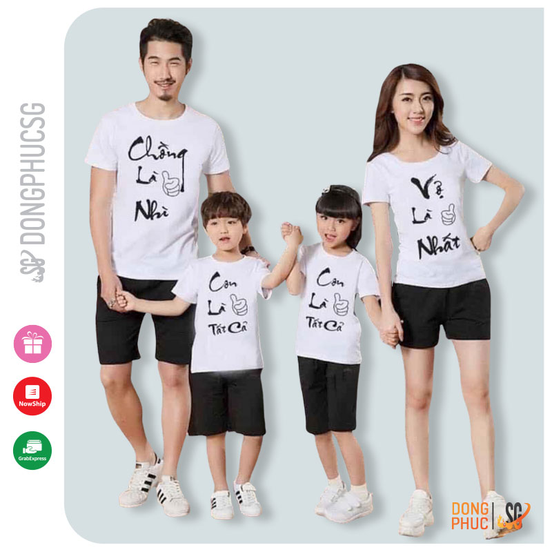 Đồng phục gia đình 3/4/5 người giá rẻ Mẫu áo gia đình độc đáo ý nghĩa Thun cotton dày dặn GD331T | SG