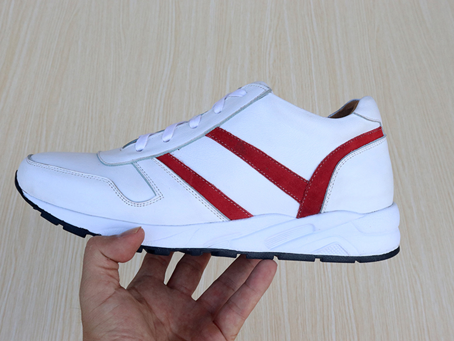 Giày Độn Nam Siêu Nhẹ T&TRA Tăng Cao 8Cm- T21 Trắng- Chất Liệu Da Bò Cao Cấp, Đế và Lót Tăng Cao Chất Liệu EVA Siêu Nhẹ, Trọng Lượng Nhẹ Hơn 30% So Với Đế Cao Su