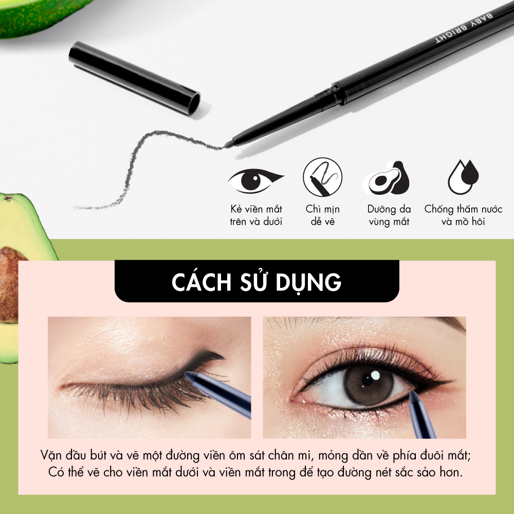 Bút kẻ mắt 2 in 1 Baby Bright Tiny &amp; Slim Liner 0.1g