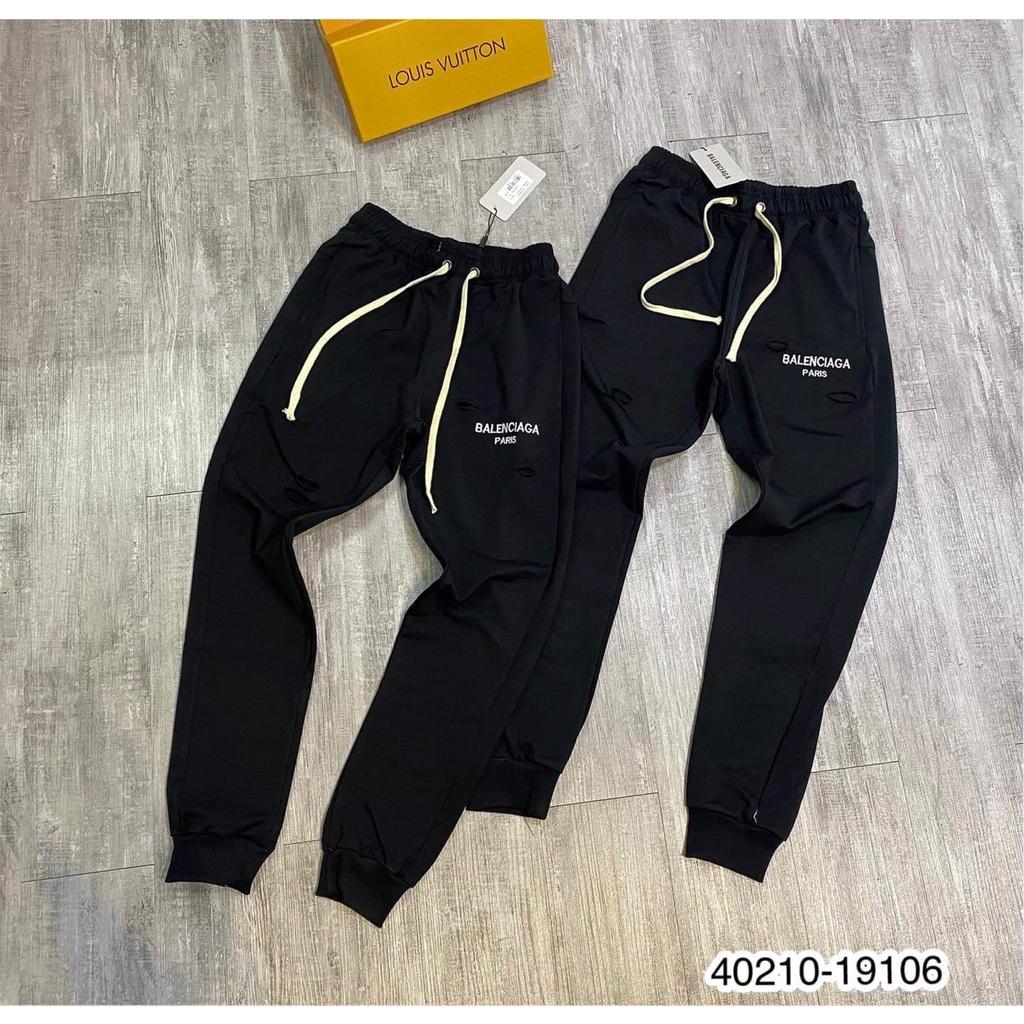 Quần Jogger BALEN - Quần nỉ dài bo gấu nam in chữ tạo rách - Quần Jogger nỉ bo gấu nam.