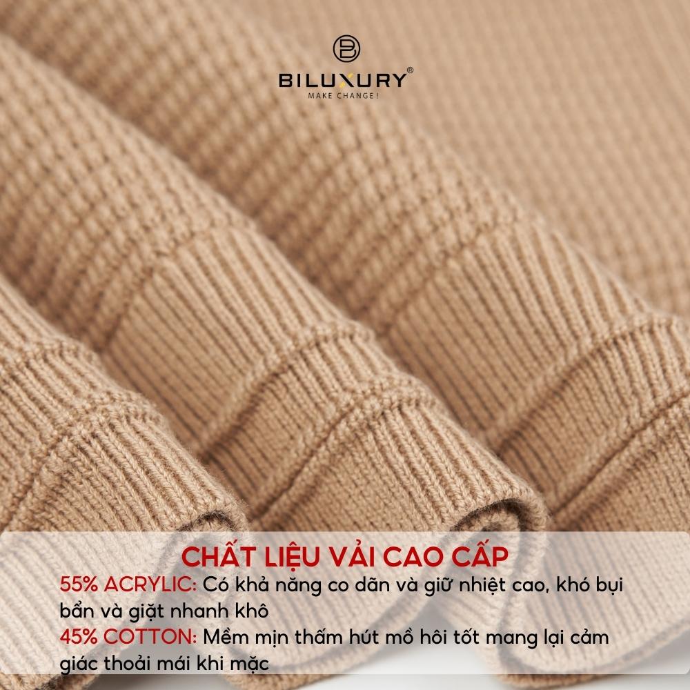 Áo len nam dài tay Biluxury 6ALRB001BEV thiết kế tối giản phom hơi ôm mang lại vẻ ngoài trẻ trung khỏe khoắn