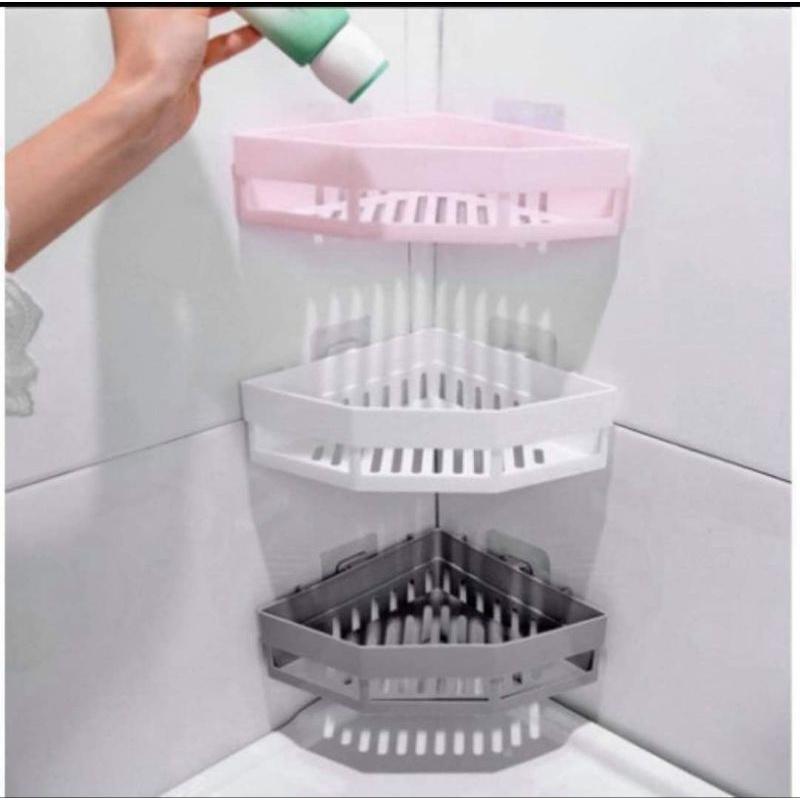 Kệ Góc Tam Giác Nhựa Dán Góc Tường Đa Năng Cho Bếp & Nhà Tắm