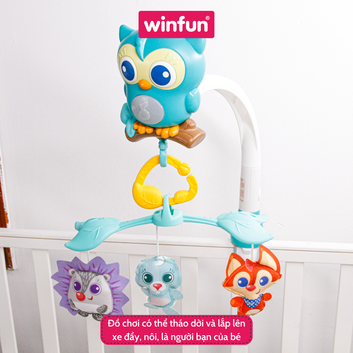 Đồ chơi treo nôi 3 trong 1 hình cú mèo Winfun 720010-NL chất liệu nhựa an toàn cao cấp