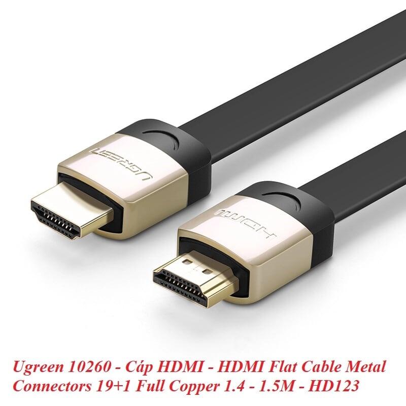 Ugreen UG10260HD123TK 1.5M màu Đen Cáp tín hiệu HDMI chuẩn 2.0 cáp dẹt đầu bọc hợp kim - HÀNG CHÍNH HÃNG