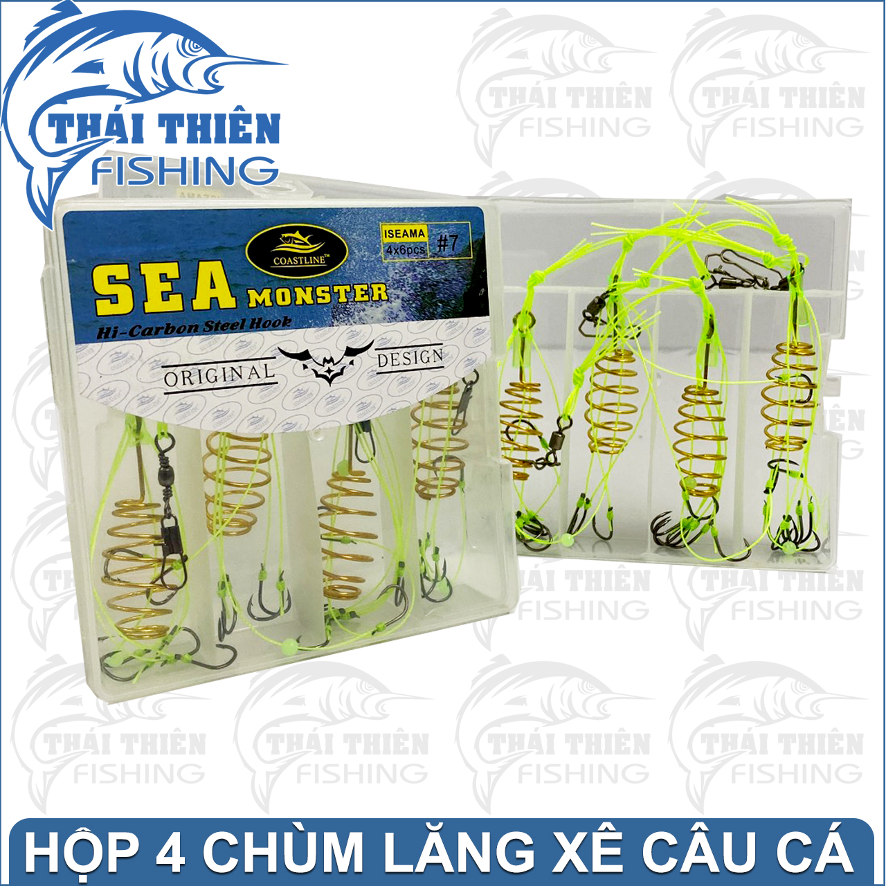 Combo 4 Bộ Lăng Xê Sea Monster Dây Siêu Bền Lưỡi Siêu Bén Dùng Câu Sông Hồ Dịch Vụ Cá Chép, Trắm, Rô Phi