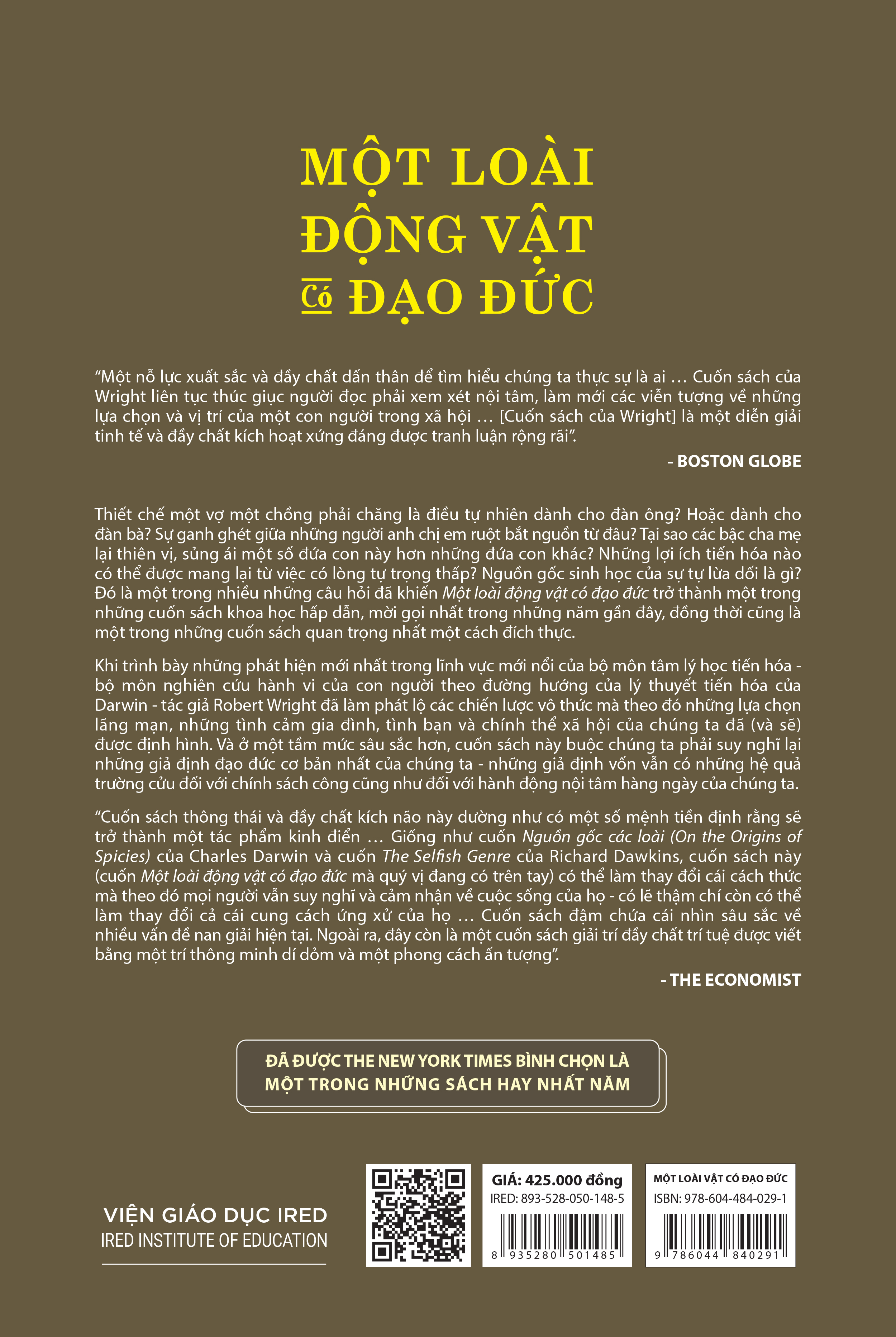 Một Loài Động Vật Có Đạo Đức (The Moral Animal) - Robert Wright - IRED Books