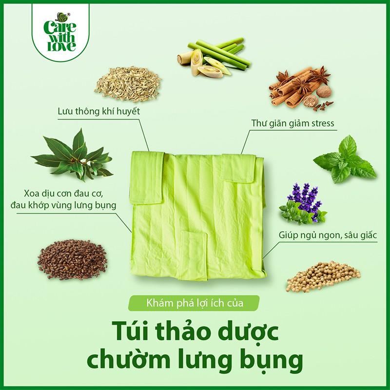 Túi Chườm Thảo Dược Care With Love Giảm Đau Lưng Hông Làm Nóng Bằng Lò Vi Sóng