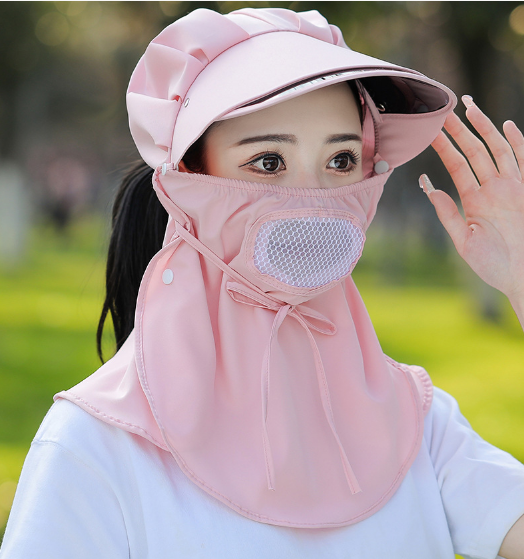 Mũ chống nắng vành điều chỉnh 360 độ kèm khẩu trang cao cấp, nón khẩu trang chống nắng chống tia cực tím mới