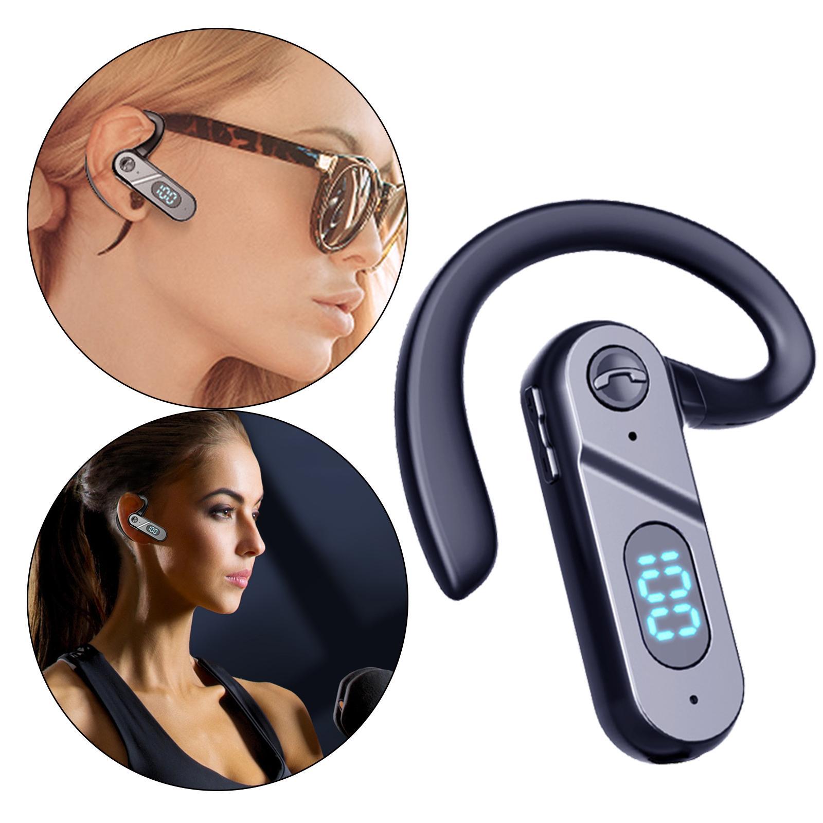 Single Ear Bluetooth Headset with Mic Noise Cancelling Earbuds Waterproof for Office