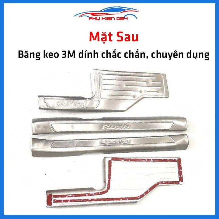Bộ ốp bậc cửa trong ngoài nẹp bước chân Rush 2018-2019-2020 Inox chống trầy trang trí xe