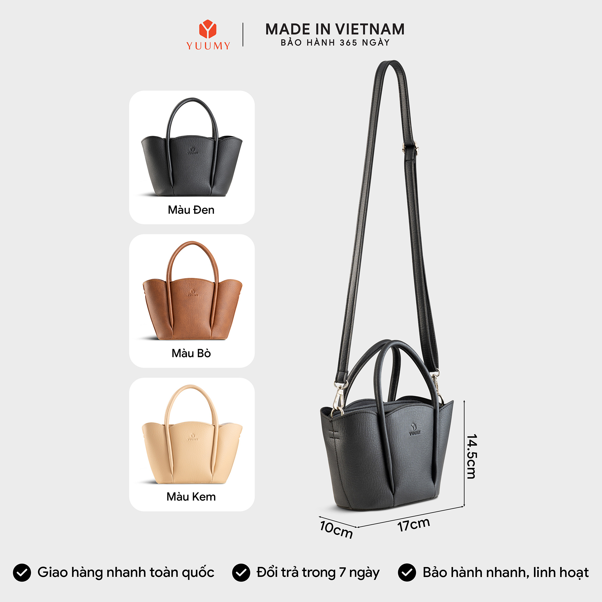 Túi Yuumy ( Thời trang nữ thiết kế bo cong mềm mại - Túi đeo chéo da Bergen YN310 )