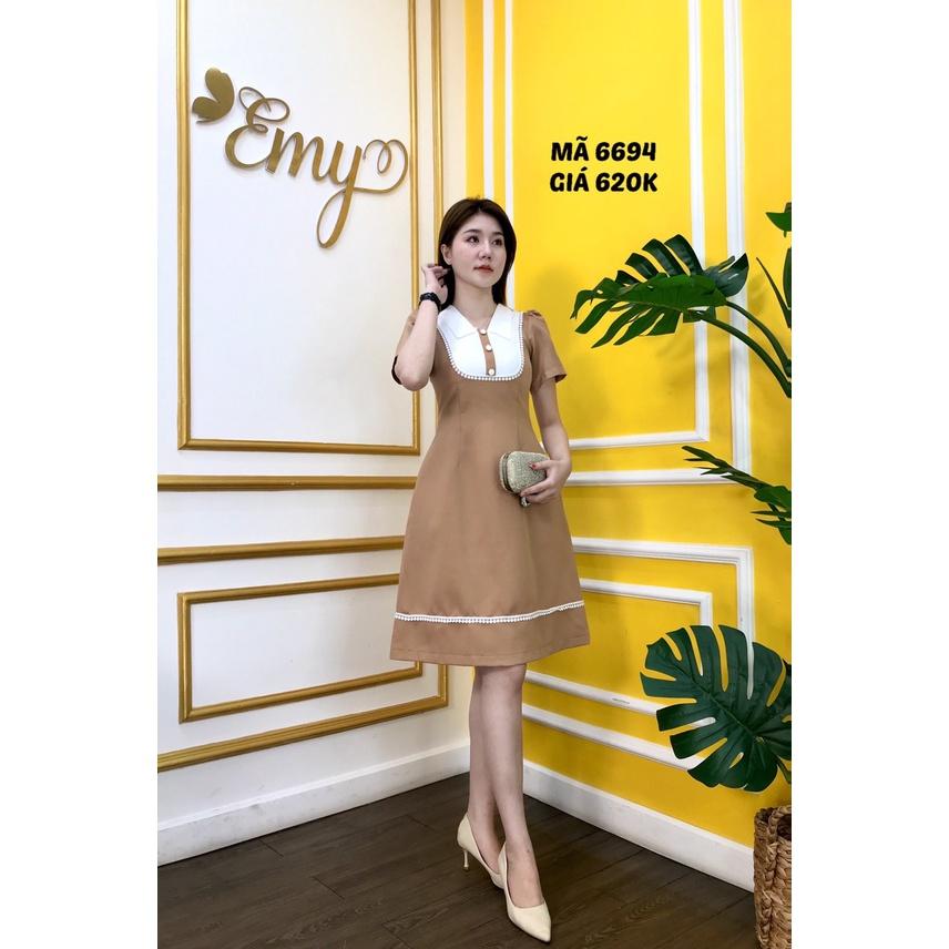 Đầm EMY EM6694 Xoè Phối Lá Cổ Có Túi