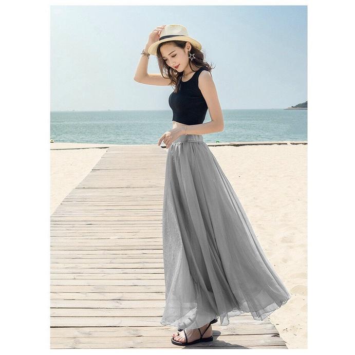 CHÂN VÁY DÀI CHIFFON MAY 2 LỚP