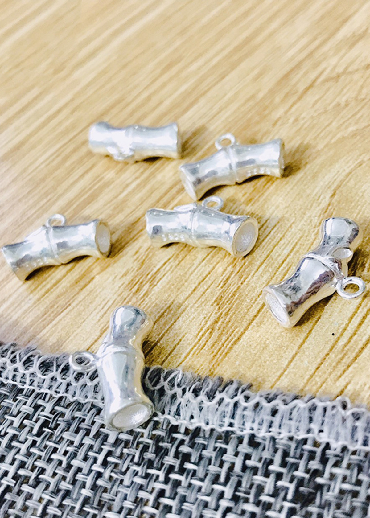 Combo 2 cái charm bạc hình đốt trúc treo - Ngọc Quý Gemstones