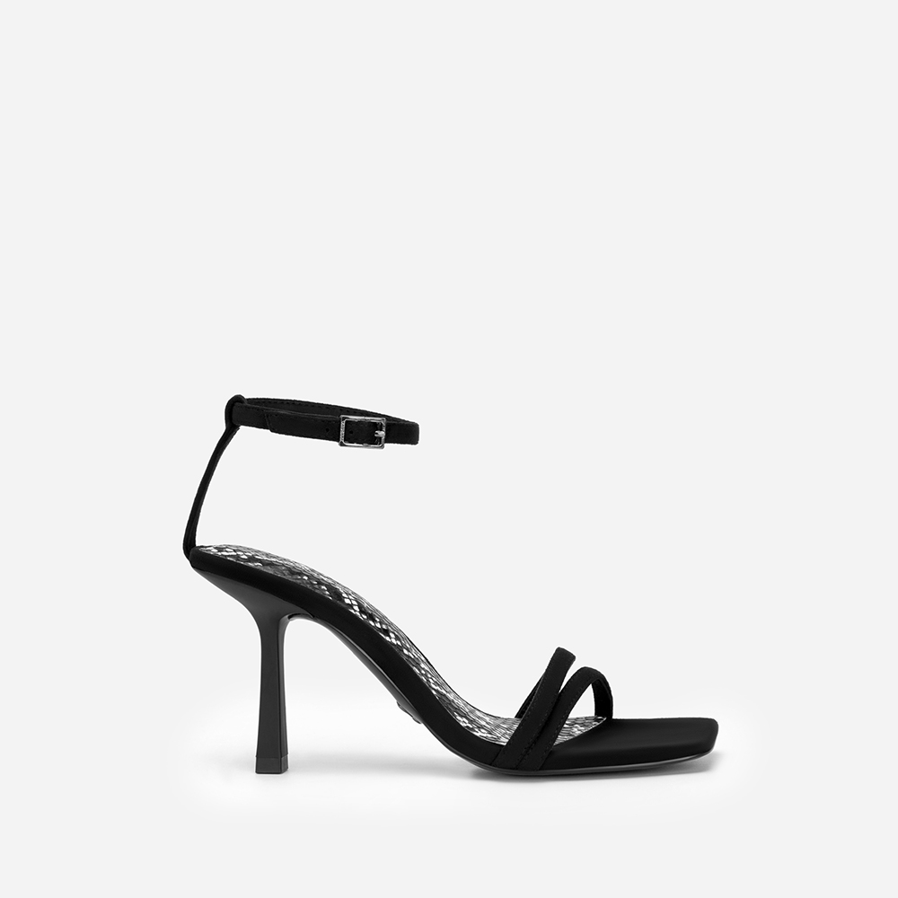 Vascara Giày Sandal Ankle Strap Phối Vân Da Rắn Quai Đôi - SDN 0731