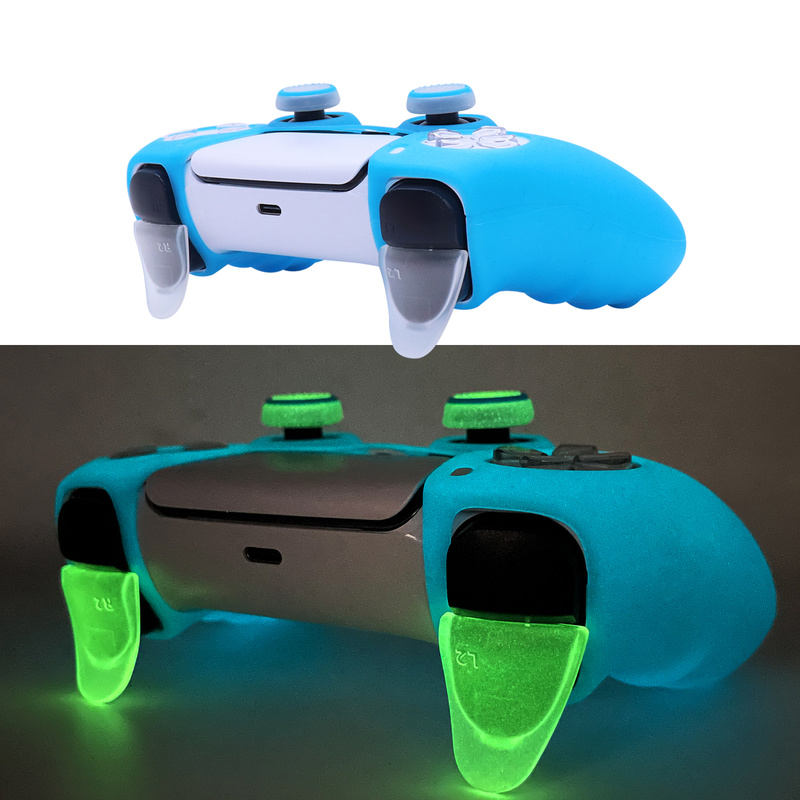 Vỏ silicon dạ quang phát sáng trong bóng tối cho bộ điều khiển PS5 Skin Phụ kiện trò chơi điện tử Hộp đựng cần điều khiển tay cầm chơi game cho Playstation 5 Màu sắc: Xanh dương