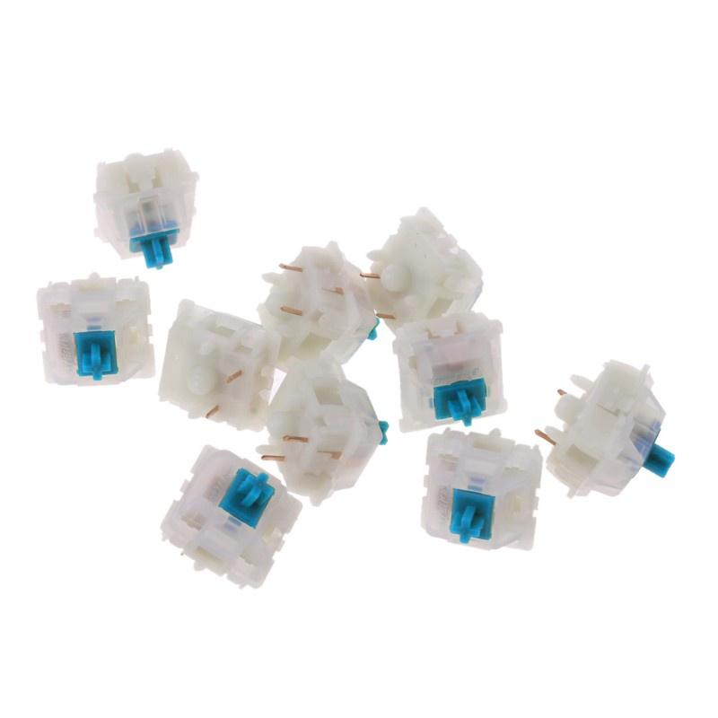 HSV 10Pcs Gateron Switche 5Pin Milky Blue Switch Mechanical Keyboard Gateron MX Switches Transparent Case fit GK61 GK64 GH60