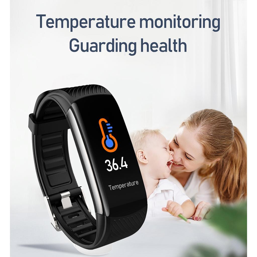Smart Watch Body Temperature Pressure Monitor Blue