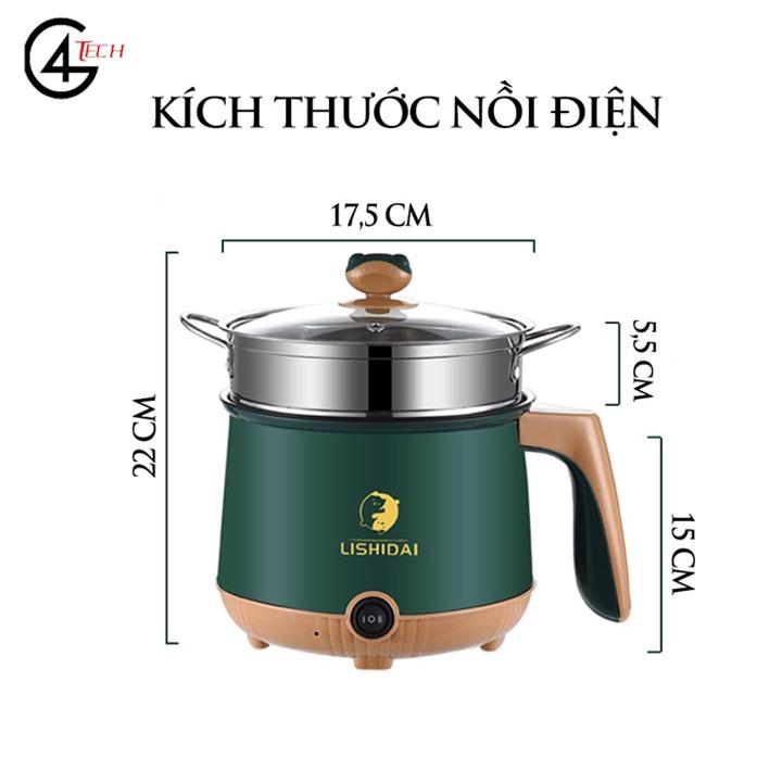 Nồi Điện Mini Shiban 2 Tầng Đa Năng Tặng Kèm Khay Hấp ( Chiên, Xào, Nấu ăn, nấu cơm, nấu lẩu mini )