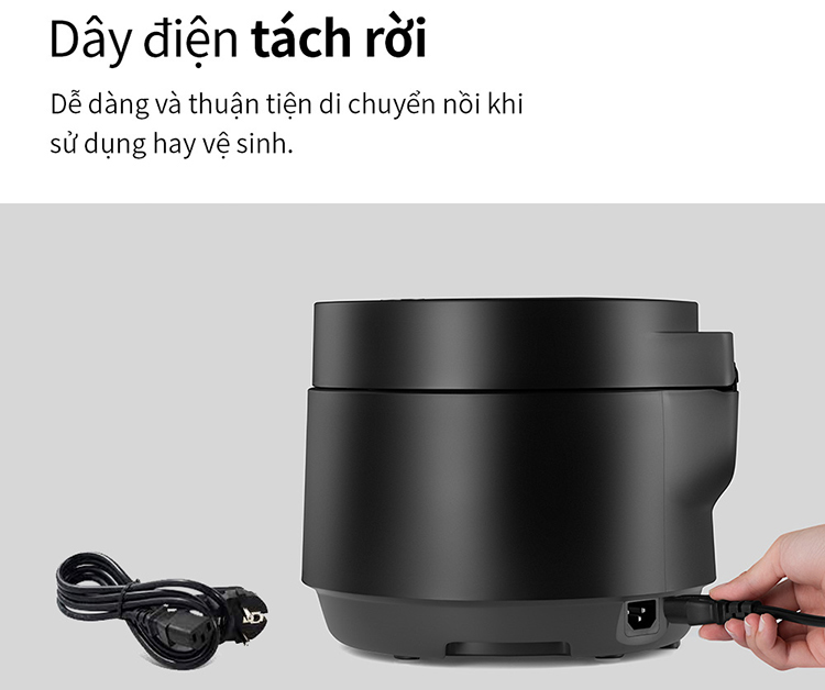 Nồi cơm điện Locknlock EJR346BLK 1.2 Lít - Black - Hàng chính hãng