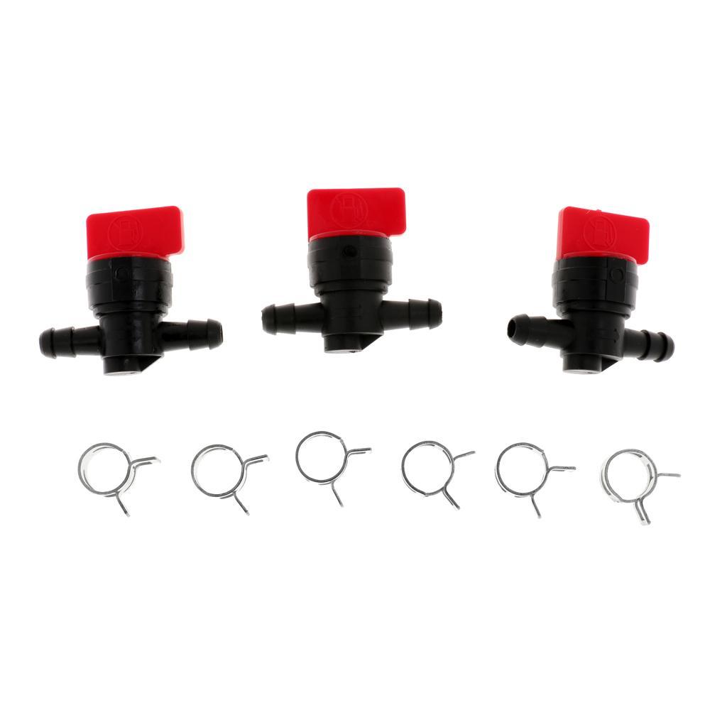 3x 1/4" In-Line Straight Fuel Gas Shut-Off/ Cut-Off Valve Petcock Motorcycle