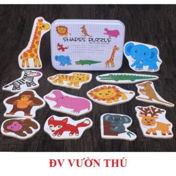 Đồ chơi bộ ghép hình hộp sắt 2 mảnh Shapes Puzzle thông minh cho bé