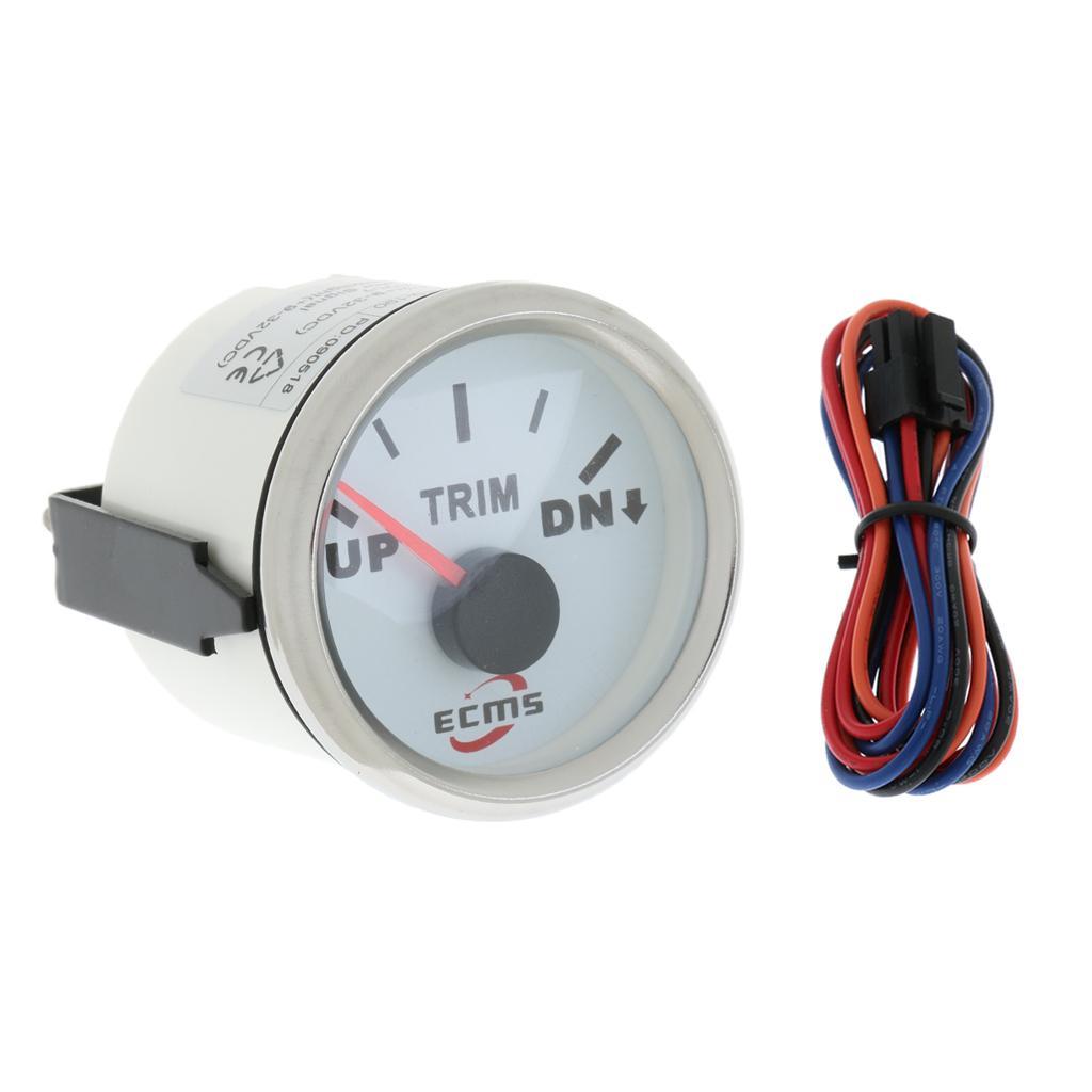 2" 52mm  Electric Trim Level Gauge for Marine Boat White Face#1