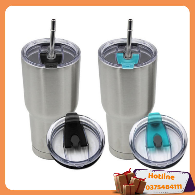 Ly Giữ Nhiệt Thái Lan Yt 900Ml Chất Liệu Inox 430 Có Nắp Chống Tràn + Tặng Kèm Bộ Ống Hút Inox Tái Sử Dụng Và Túi Đựng Thời Trang Đáng Yêu  - Hàng Loại 1