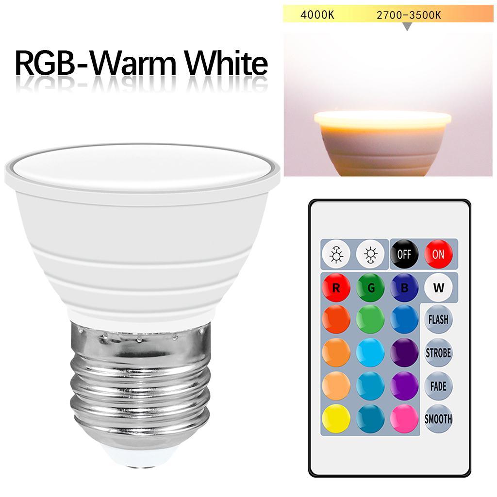 Color Changing E27 Light Bulb Lamp RGB with Remote Cream Lens White