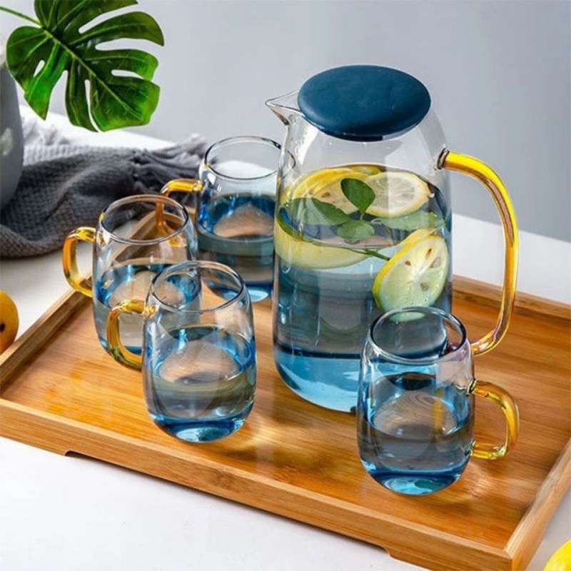 Bộ Ly Thủy Tinh AQUA Trụ Tròn BOROSILICATE Cao Cấp Chịu Nhiệt Cao 6 Sets DECOR LUXURY - Hàng Nhập Khẩu