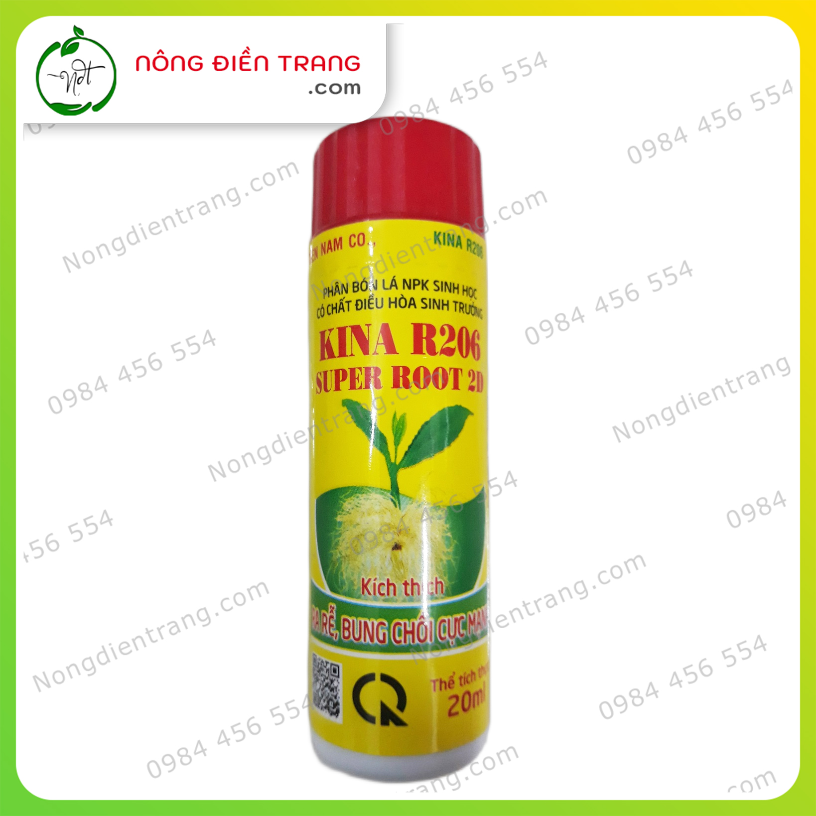 Phân bón lá NPK sinh học có chất điều hòa sinh trưởng KINA R206 Super Root 2D - Lọ 20ml - Kích thích ra rễ, bung chồi cực mạnh VTNN Nông Điền Trang