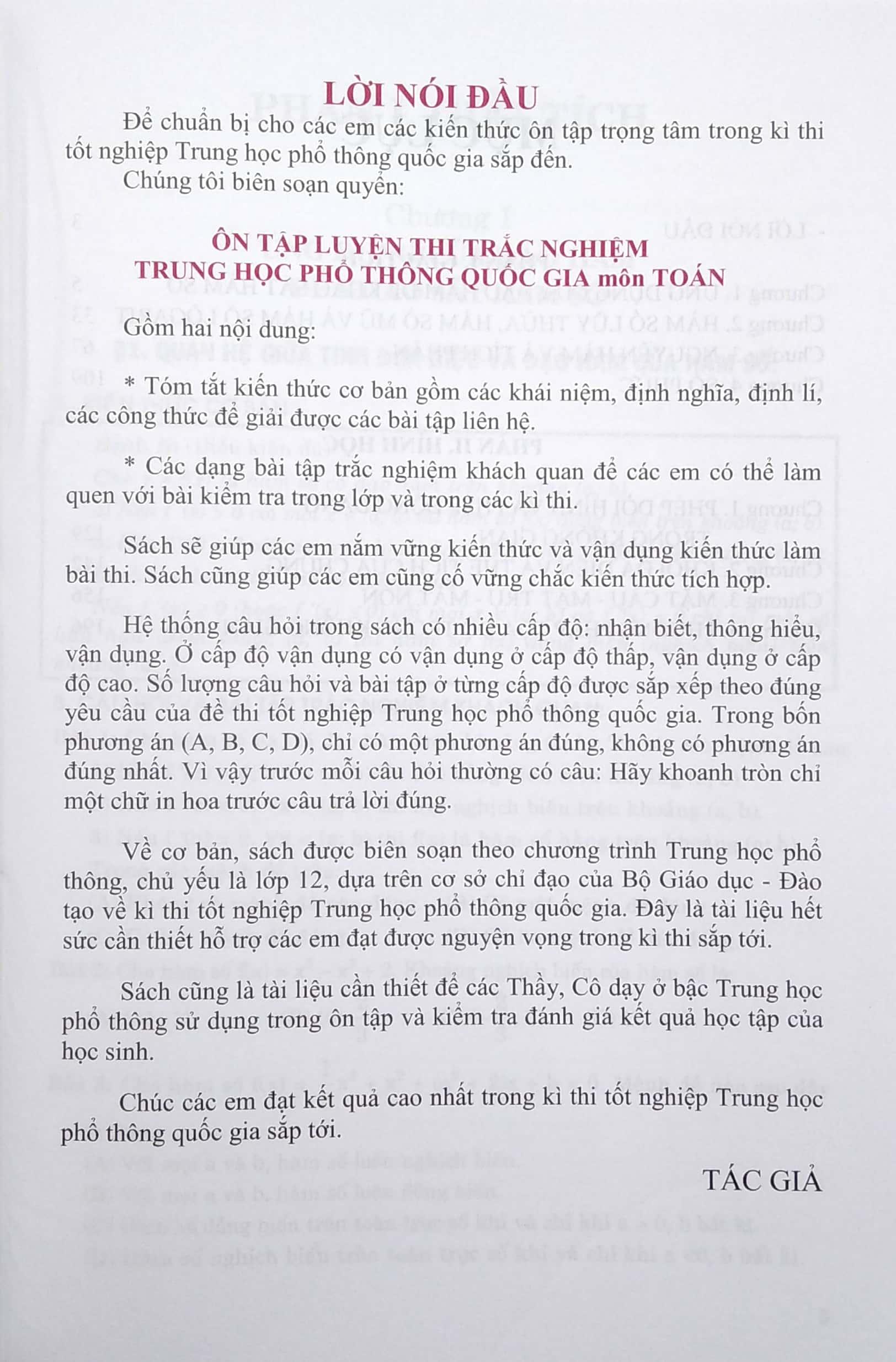 Ôn Tập Luyện Thi Trắc Nghiệm - THPT Quốc Gia 2022 - Môn Toán