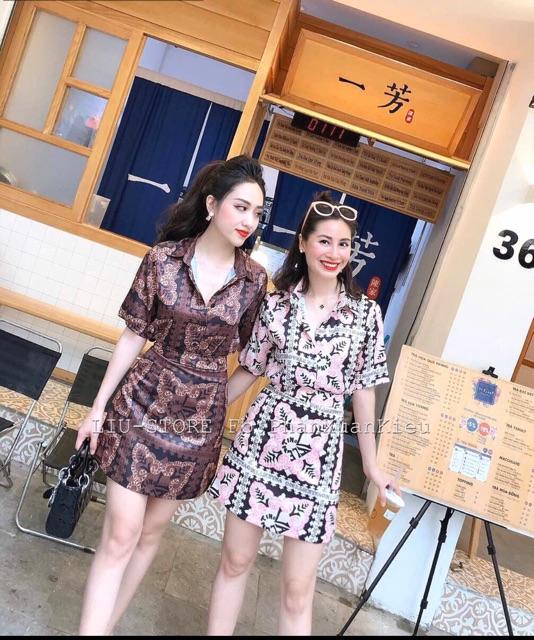 Set Áo Sơ Mi Chân Váy Hoạ Tiết