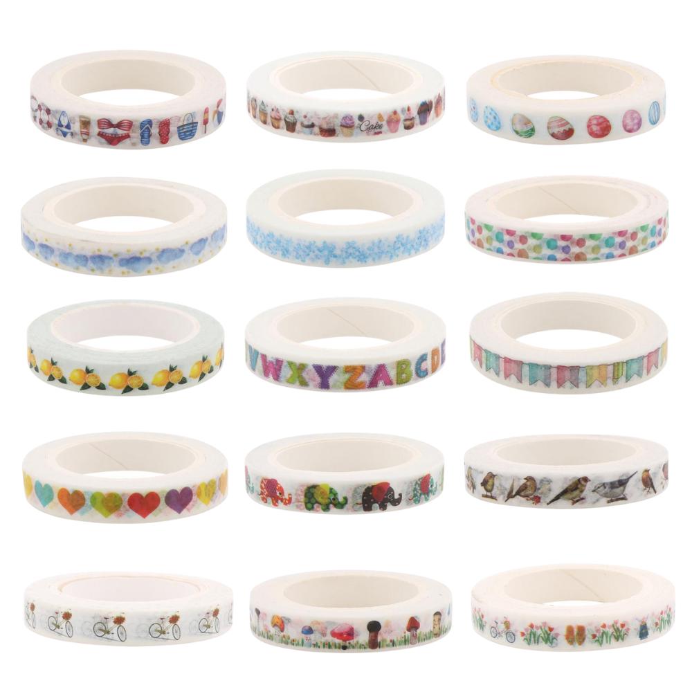 Bộ Băng Keo Giấy Trang Trí Washi Tape - 15 Chủ Đề