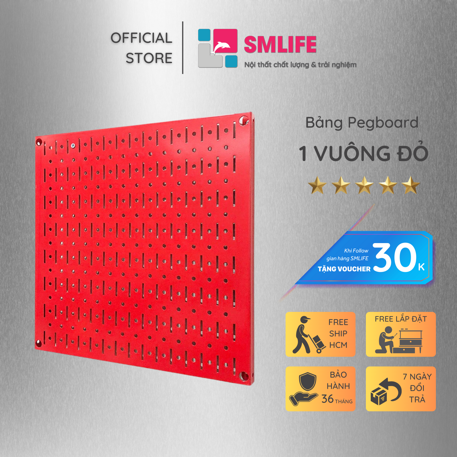 Bảng treo dụng cụ Pegboard vuông 40×40