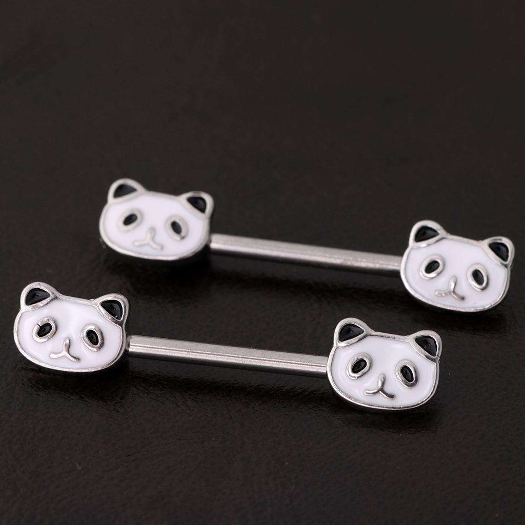 1Pair Panda Nipple Bar Ring Stainless Steel Shield Body Piercing Jewelry