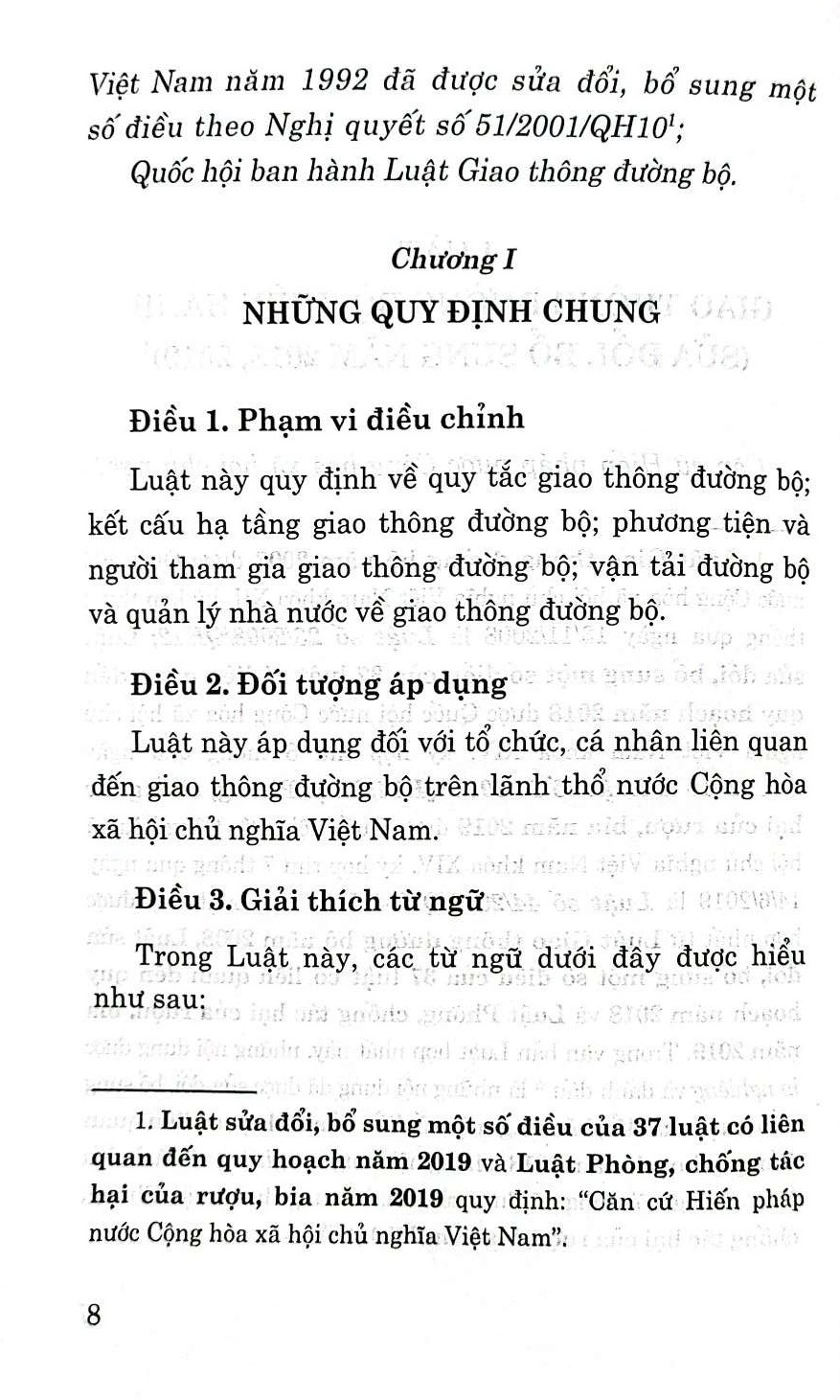 Luật giao thông đường bộ (hiện hành) (sửa đổi, bổ sung năm 2018, 2019)