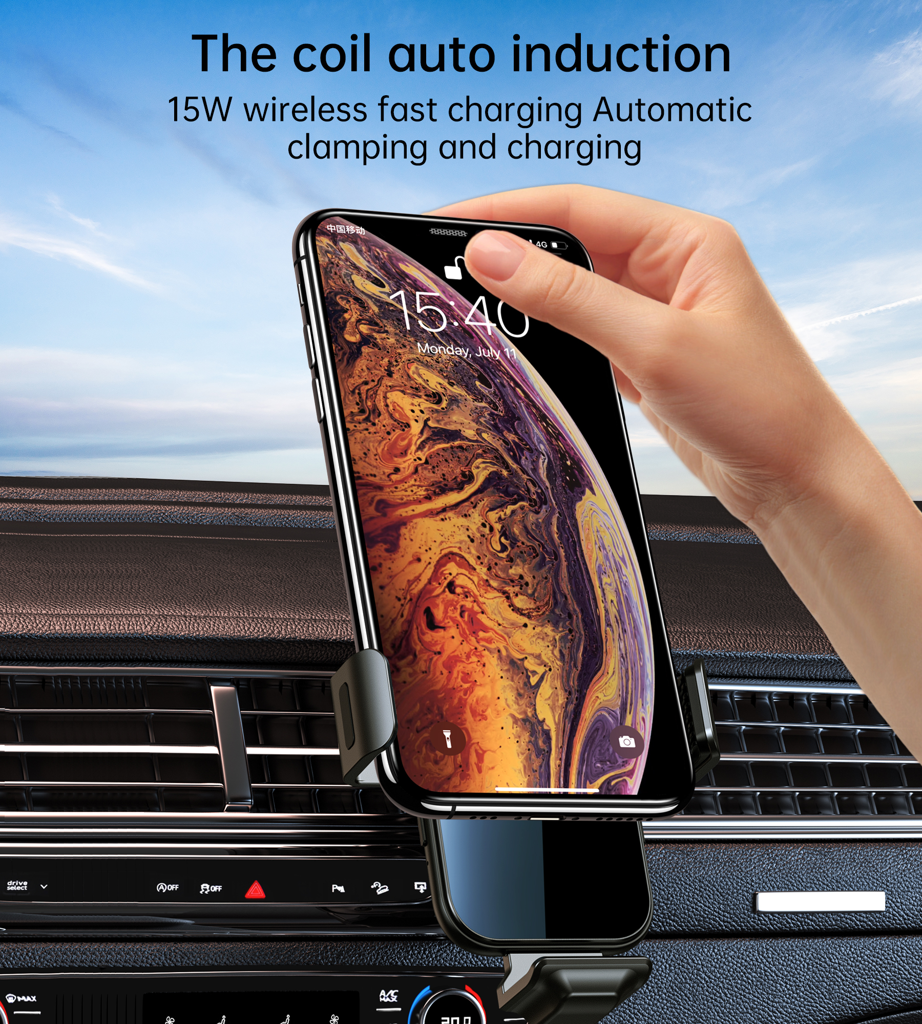 Gía đỡ điện thoại Choetech T201  tích hợp sạc không dây trên ô tô 15w - Hàng chính hãng