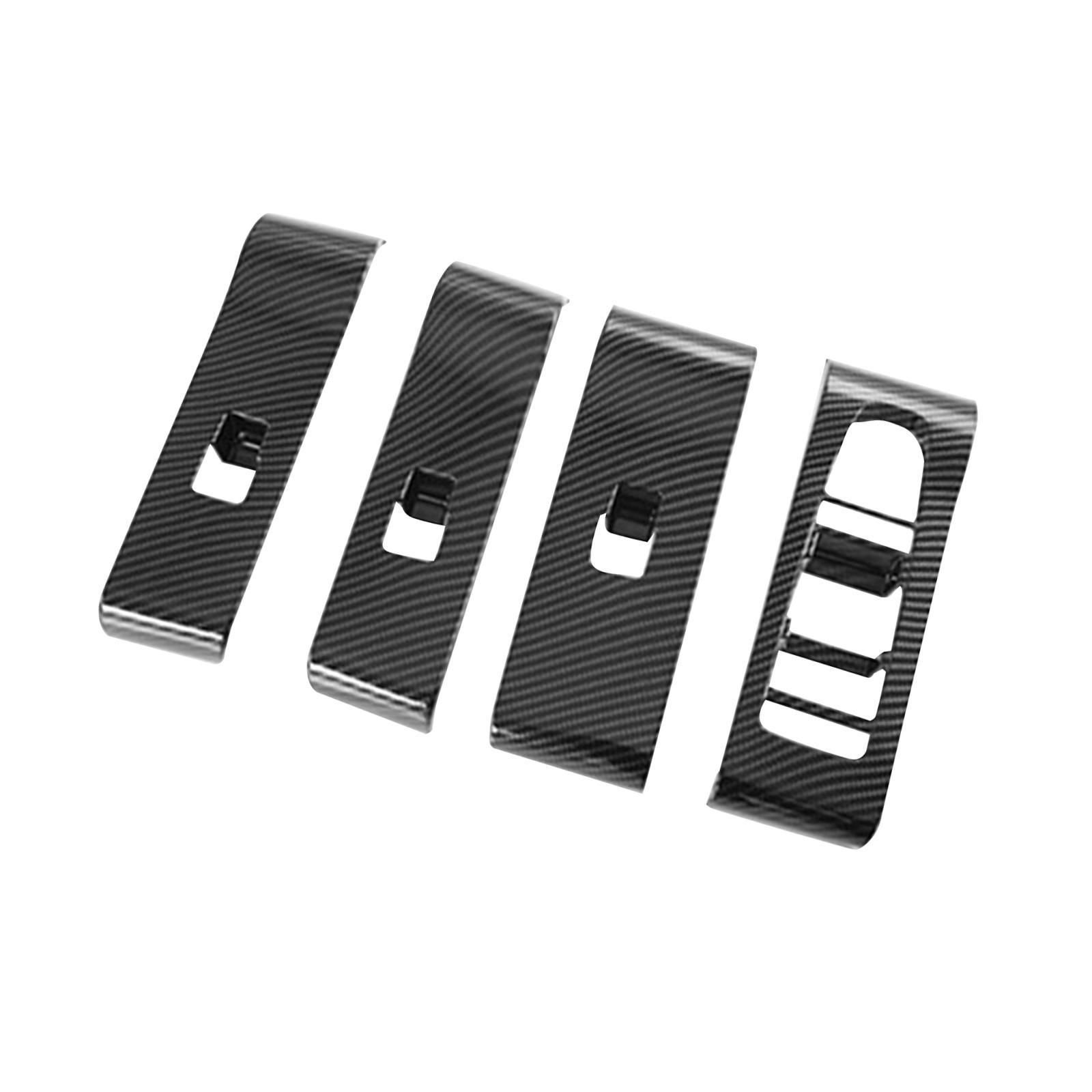 Window Switch Button Covers Sticker Carbon Fiber Color Interior Accessories Easy to Install ,PC, Professional, Durable for Car Door Window
