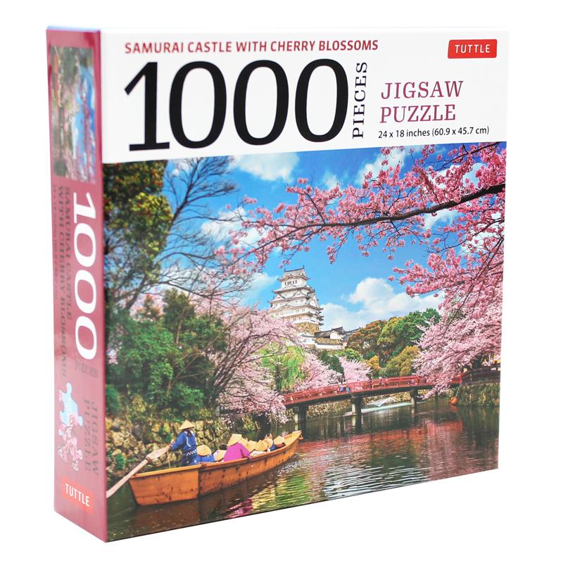 Samurai Castle &amp; Cherry Blossoms - 1000 Piece Jigsaw Puzzle: Cherry Blossoms At Himeji Castle (Finished Size 24 in x 18 in)