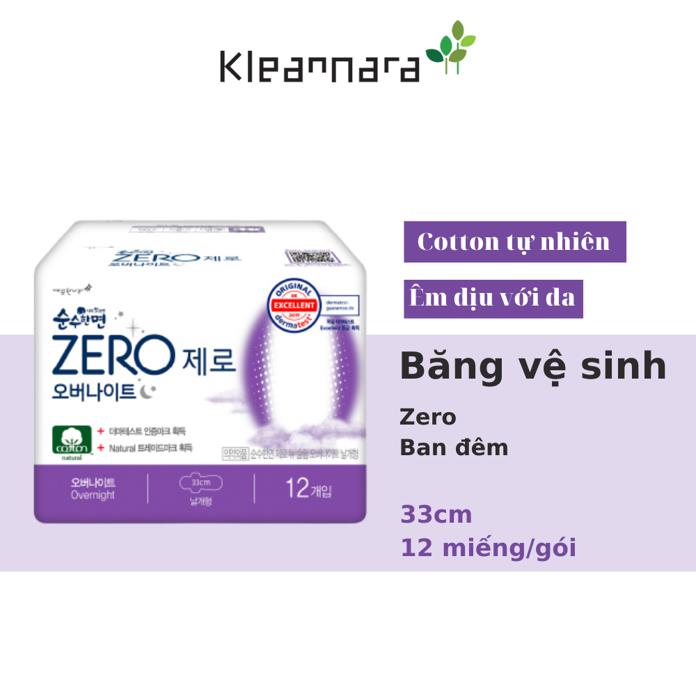 BĂNG VỆ SINH KLEANNARA ZERO OVERNIGHT BAN ĐÊM - 12 MIẾNG