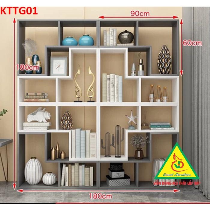 Kệ sách gỗ để sàn, kệ sách tự đứng KTTG01 ( Bộ gồm 8 kệ L) - Nội thất lắp ráp Viễn Đông Adv