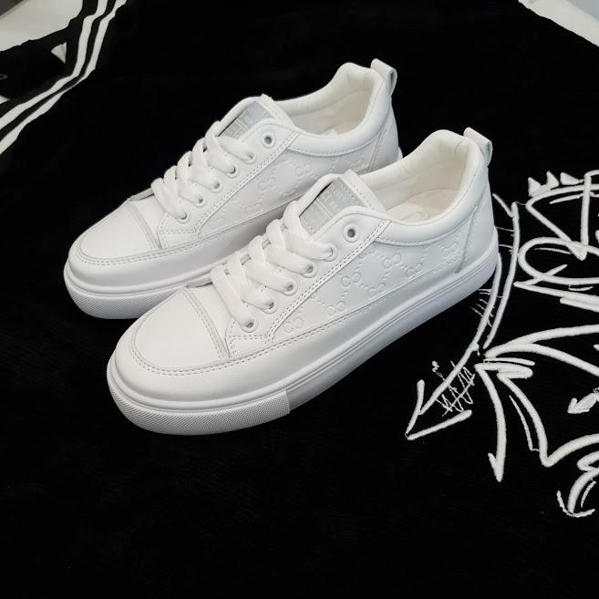 Giày Thể Thao Nữ Trắng Chất Da Mềm Sneaker Da Màu Trắng Họa Tiết Siêu Đẹp - TT5