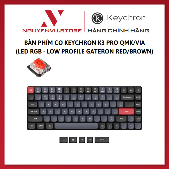 Bàn Phím Cơ Không Dây Keychron K3 Pro QMK/VIA ( Led RGB - Hotswap) - Hàng Chính Hãng